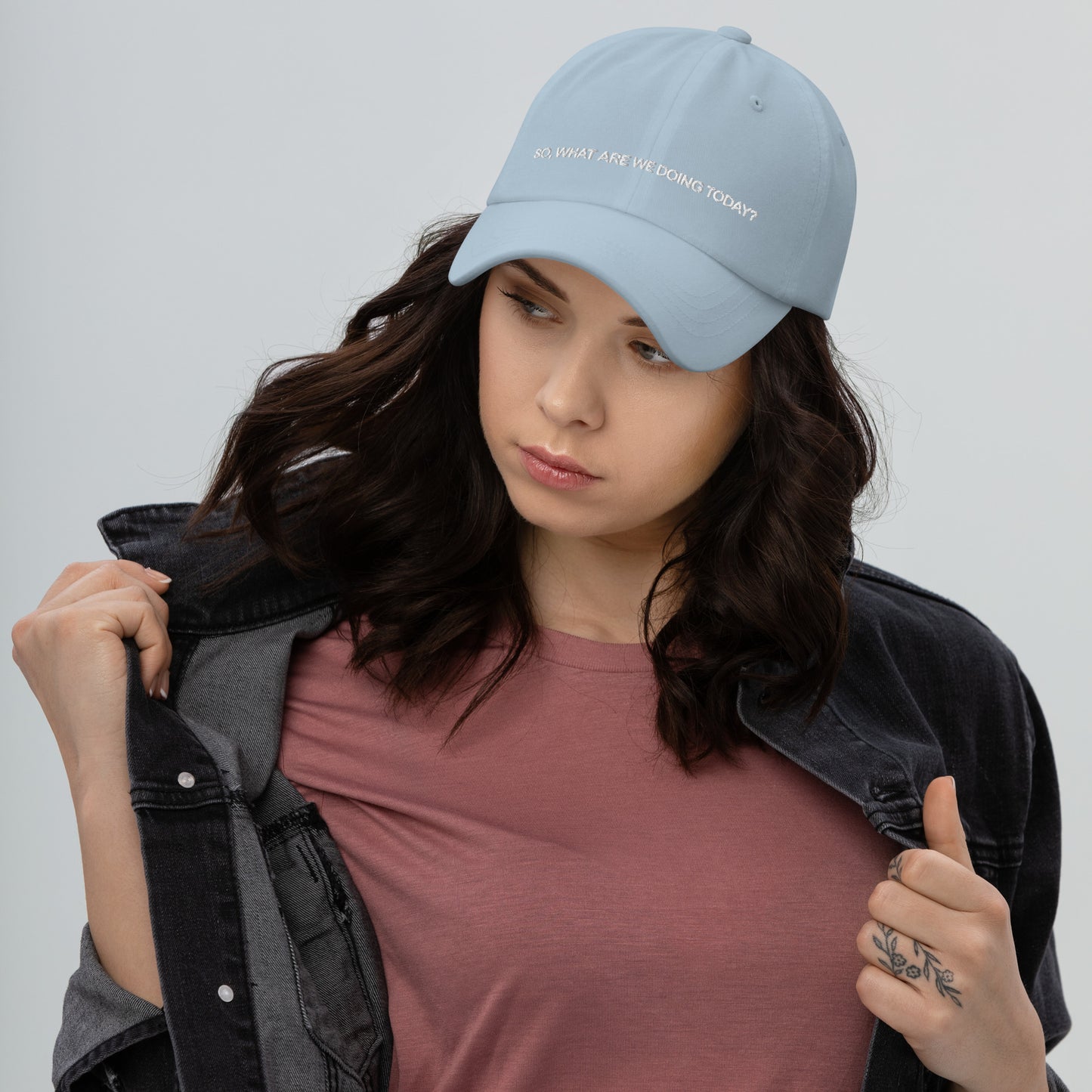 SO, WHAT ARE WE DOING TODAY? Dad hat | Front & Back Print | White