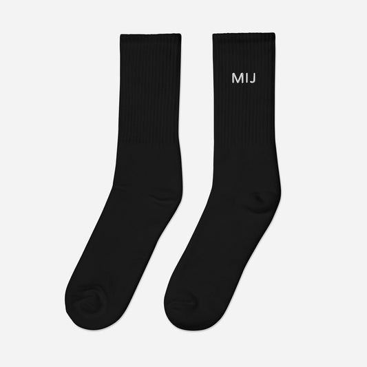 MIJ Embroidered socks | Outside Embroidery | White