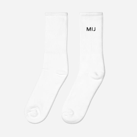 MIJ Embroidered socks | Outside Embroidery | Black