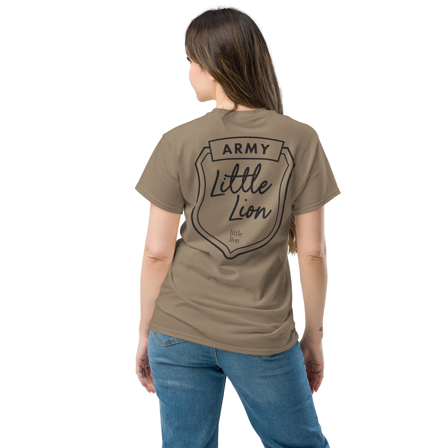 LITTLE LION ARMY Unisex classic tee | Back Print | Off Black
