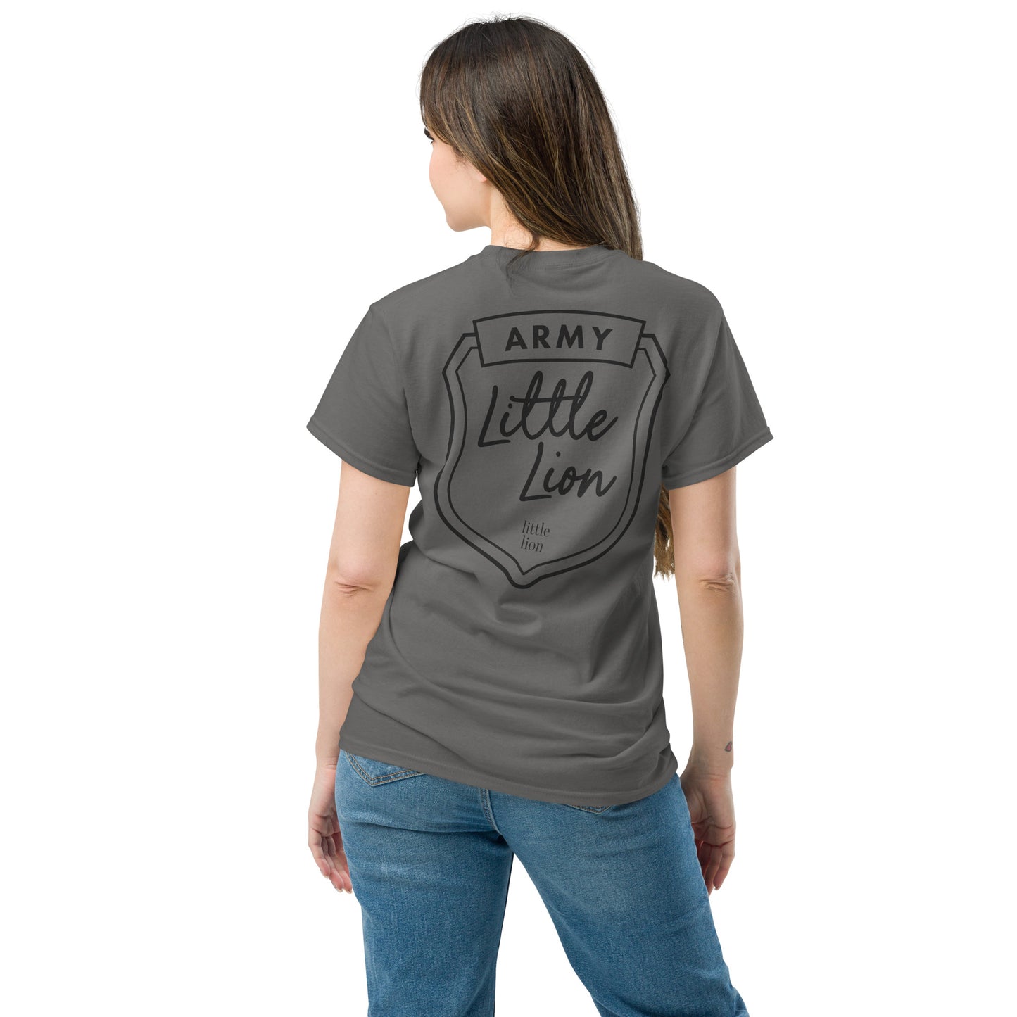 LITTLE LION ARMY Unisex classic tee | Back Print | Off Black