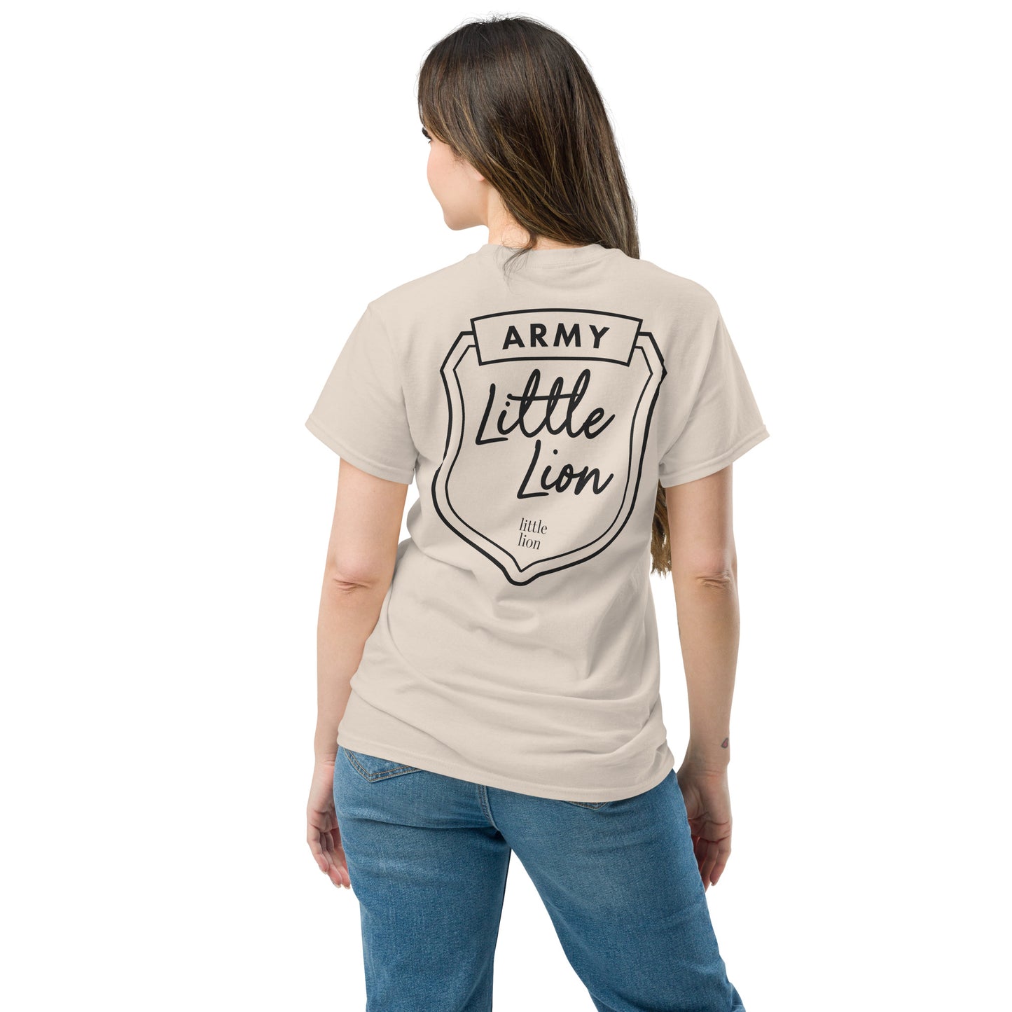 LITTLE LION ARMY Unisex classic tee | Back Print | Off Black