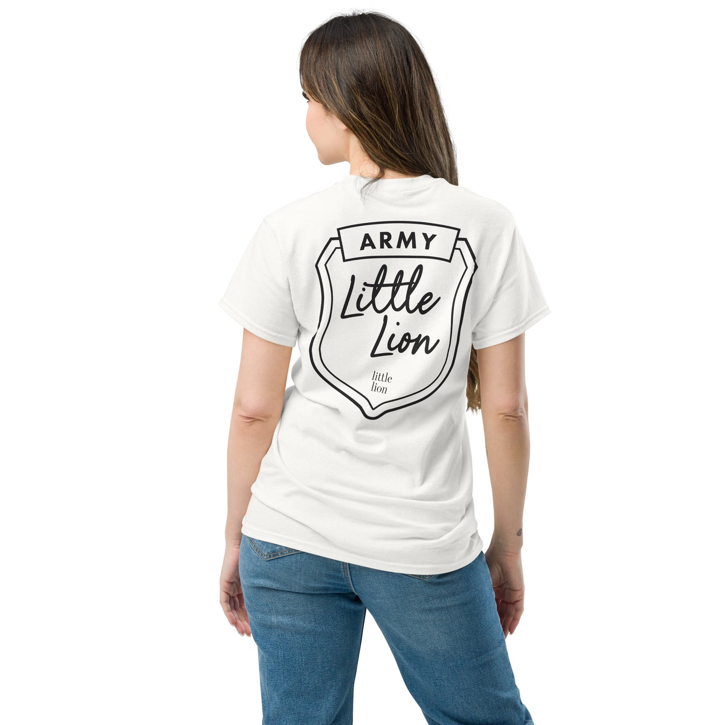 LITTLE LION ARMY Unisex classic tee | Back Print | Off Black