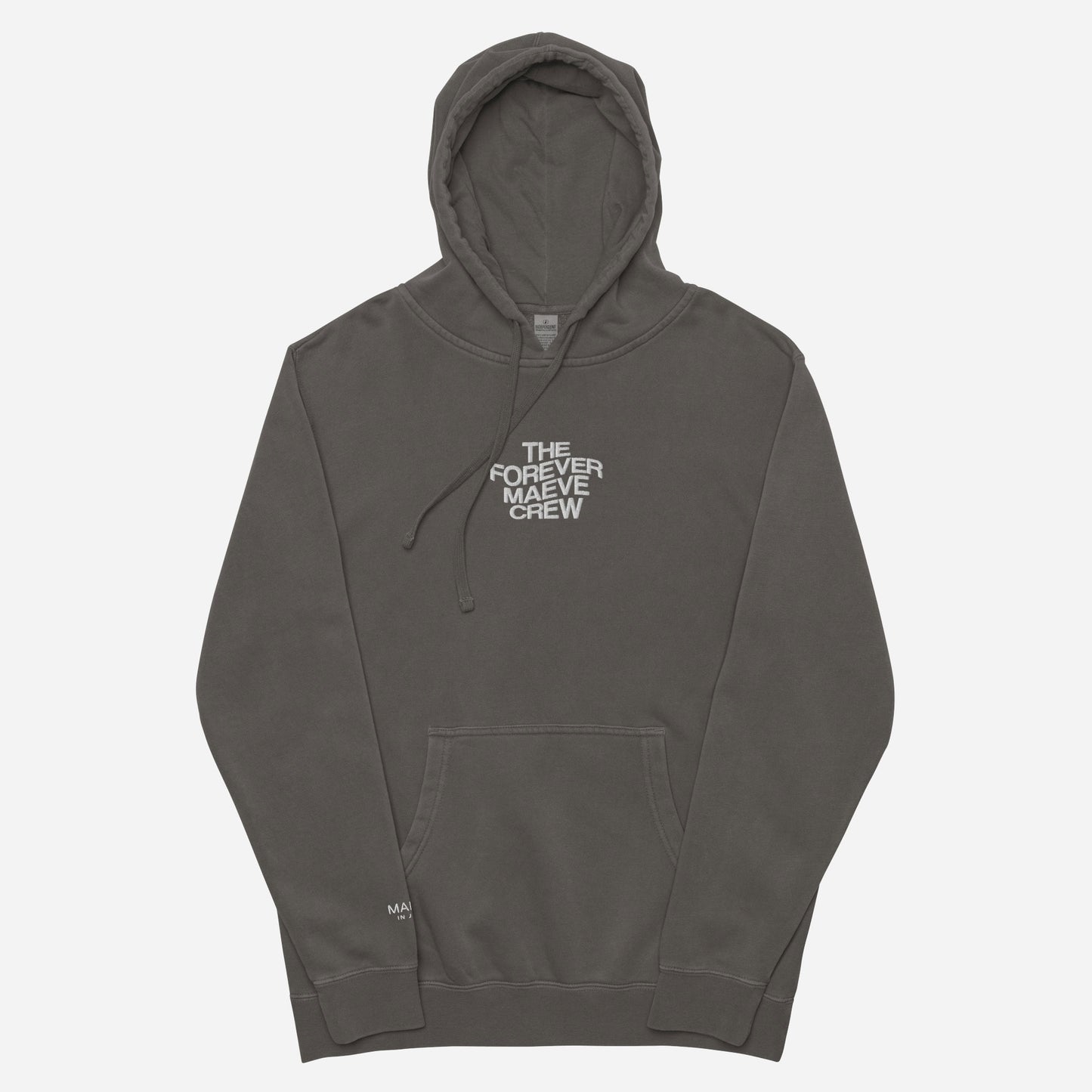 THE FOREVER MAEVE CREW Unisex pigment-dyed hoodie | Front & Sleeve Embroidery | White