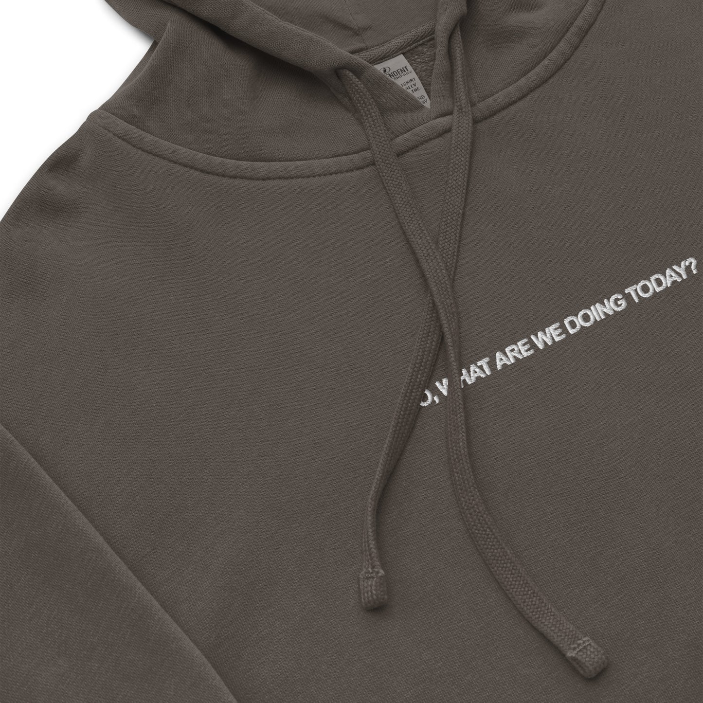 SO, WHAT ARE WE DOING TODAY? Unisex pigment-dyed hoodie | Front & Sleeve Embroidery | White