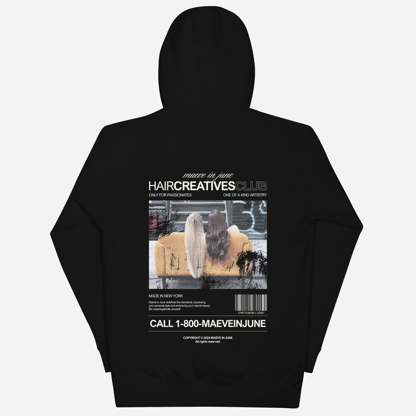 THE HAIR CREATIVES CLUB Unisex Hoodie | Back Print | Off White/Multi