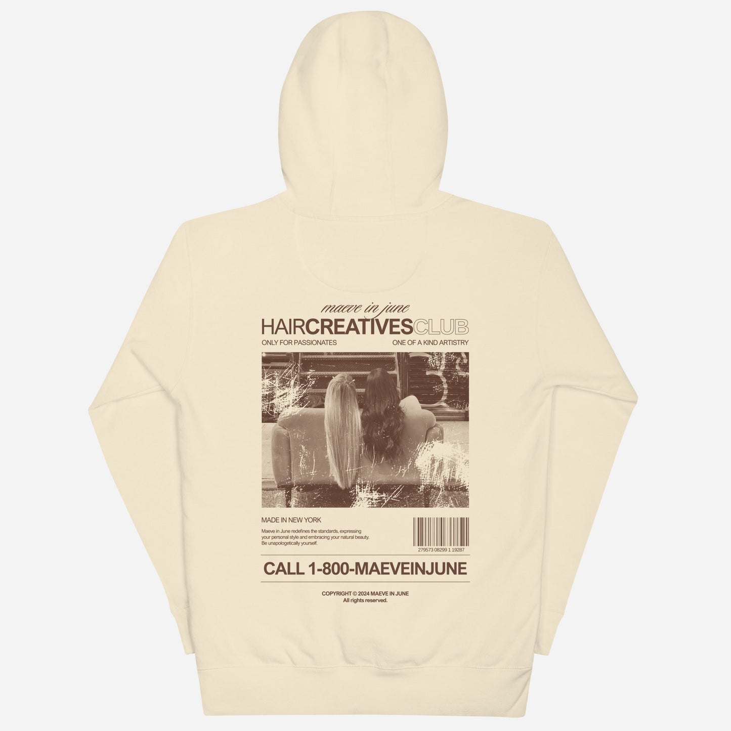 THE HAIR CREATIVES CLUB Unisex Hoodie | Back Print | Brown