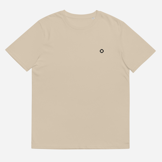 THE IRIS CLASSIC II Unisex Organic Ribbed Neck T-Shirt | Left Chest Embroidery | Black Thread