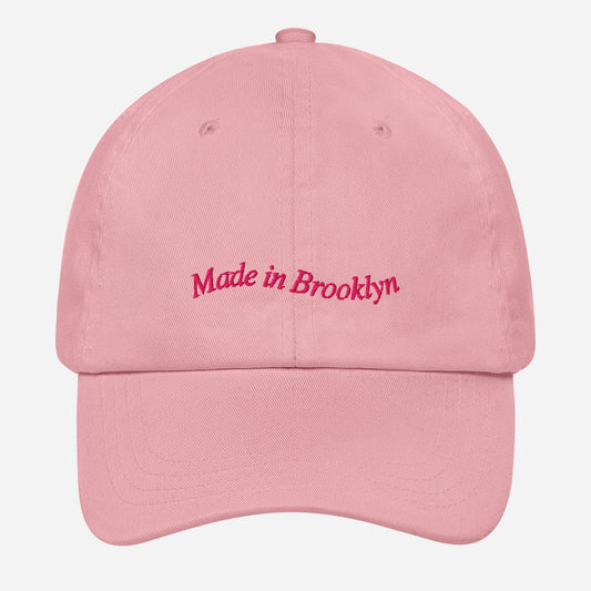 MADE IN BROOKLYN Dad Hat | Front & Back Embroidery | Hot Pink Thread