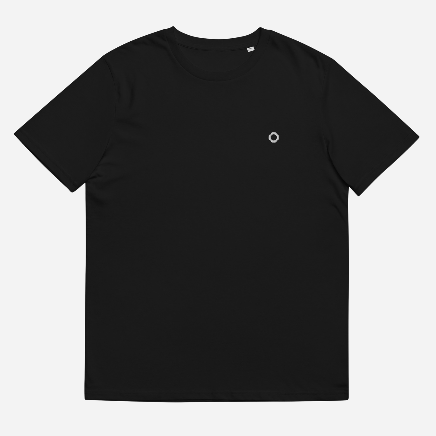 THE IRIS CLASSIC II Unisex Organic Ribbed Neck T-Shirt | Left Chest Embroidery | White Thread