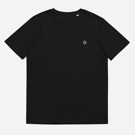 THE IRIS CLASSIC II Unisex Organic Ribbed Neck T-Shirt | Left Chest Embroidery | White Thread