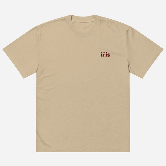 THE IRIS CLASSIC Oversized Faded T-Shirt | Left Chest Embroidery | Maroon Thread