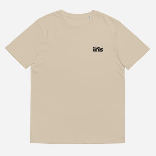 THE IRIS CLASSIC Unisex Organic Ribbed Neck T-Shirt | Left Chest Embroidery | Black Thread