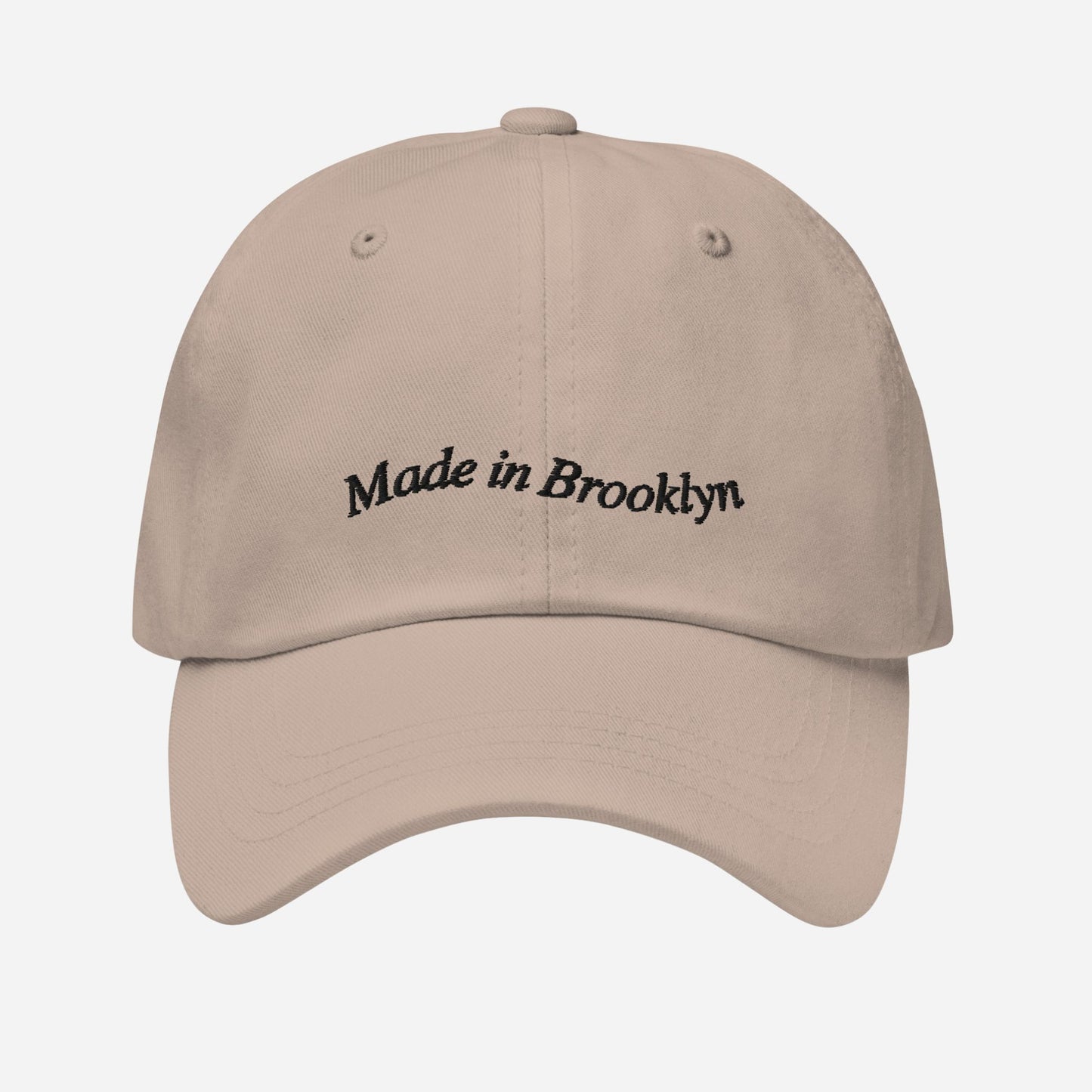 MADE IN BROOKLYN Dad Hat | Front & Back Embroidery | Black Thread