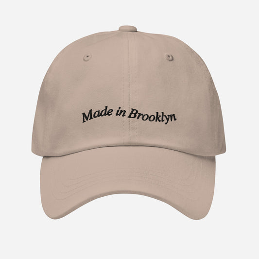 MADE IN BROOKLYN Dad Hat | Front & Back Embroidery | Black Thread
