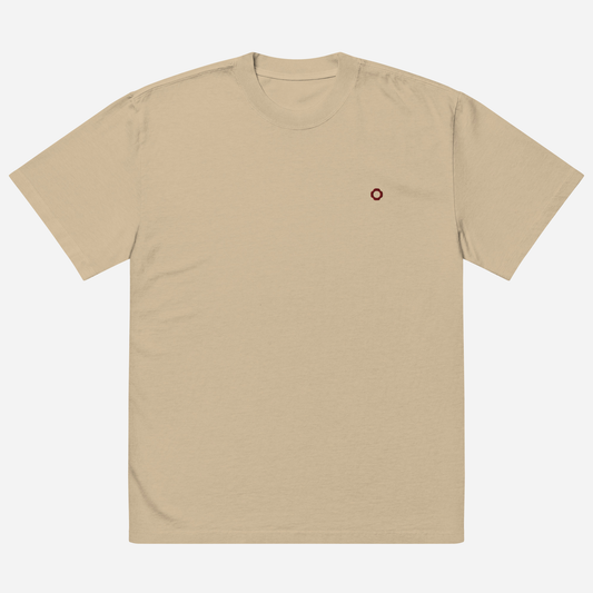 THE IRIS CLASSIC II Oversized Faded T-Shirt | Left Chest Embroidery | Maroon Thread