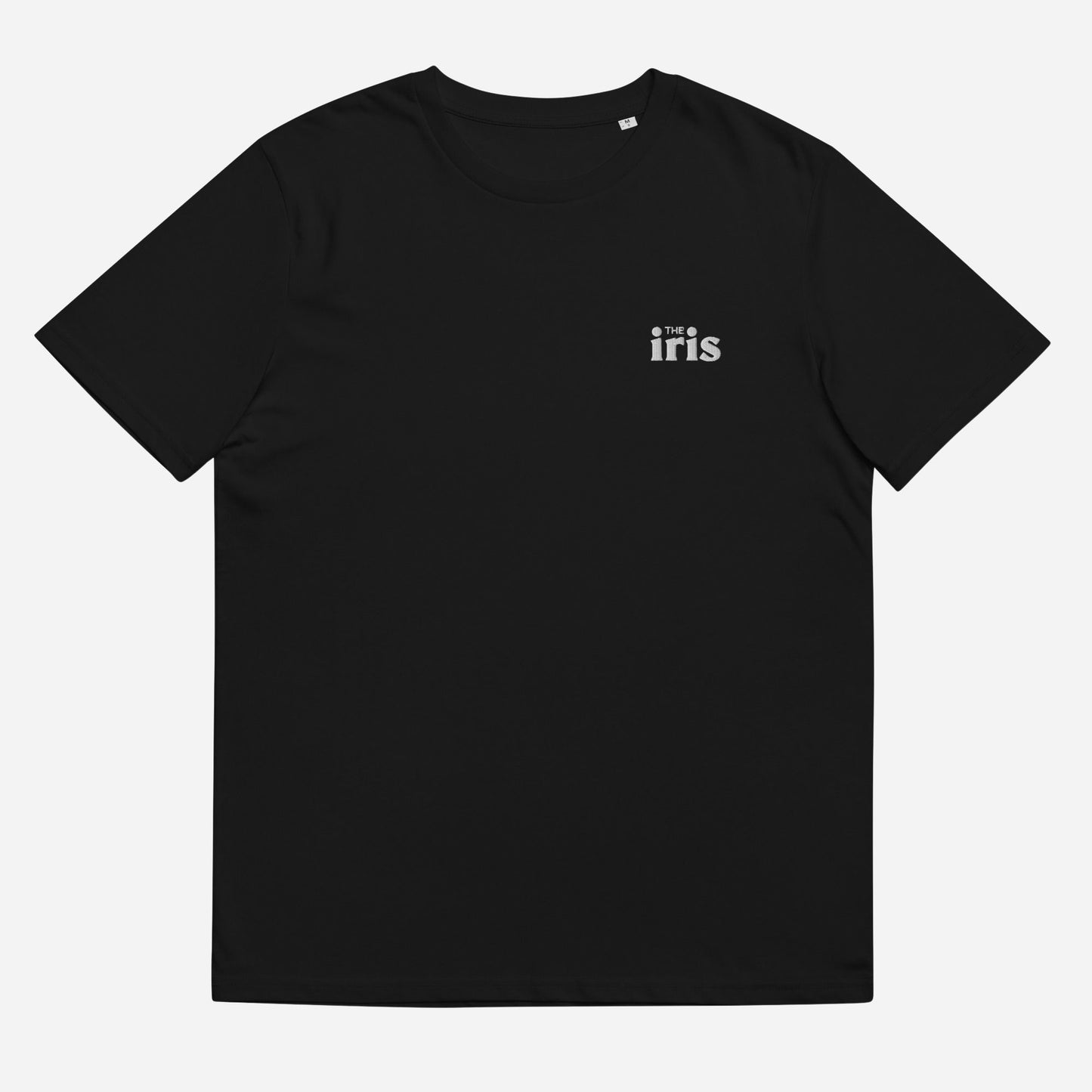 THE IRIS CLASSIC Unisex Organic Ribbed Neck T-Shirt | Left Chest Embroidery | White Thread