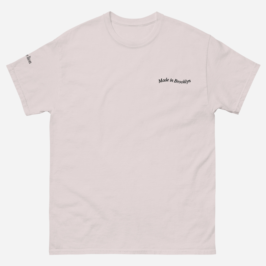 MADE IN BROOKLYN Unisex Classic Tee | Left Chest & Right Sleeve Embroidery | Black Thread