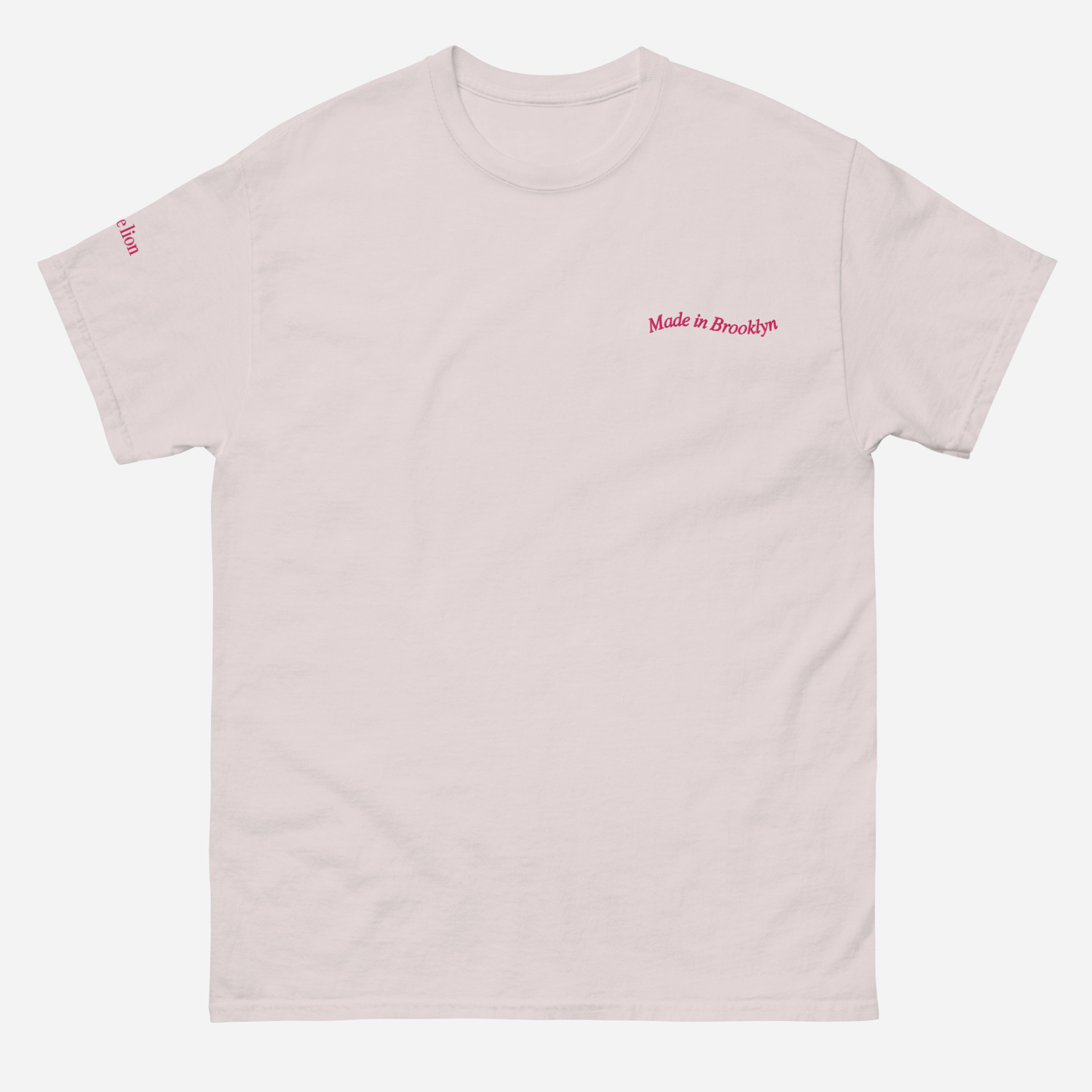 MADE IN BROOKLYN Unisex Classic Tee | Left Chest & Right Sleeve Embroidery | Hot Pink Thread