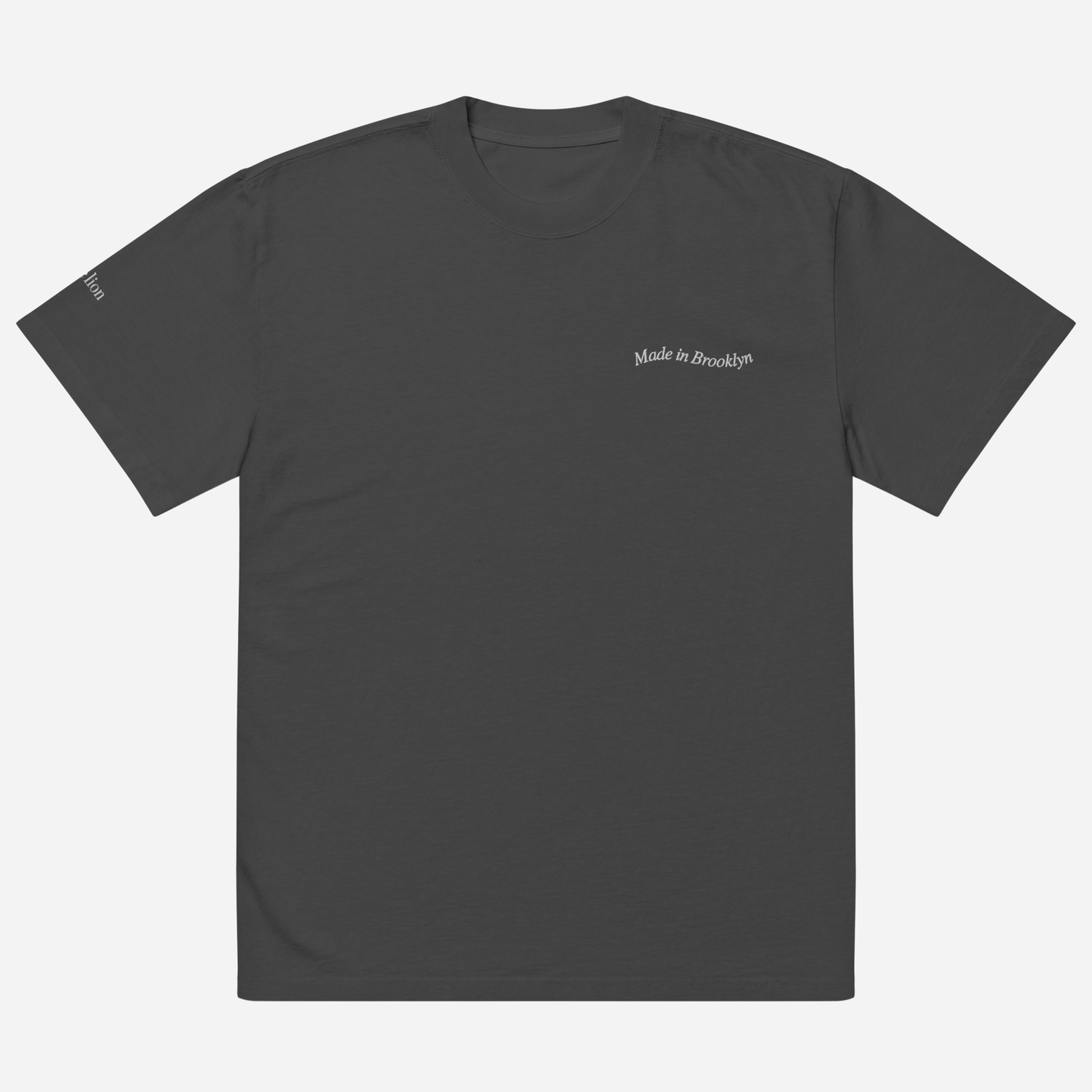MADE IN BROOKLYN Oversized faded t-shirt | Left Chest & Right Sleeve Embroidery | White Thread