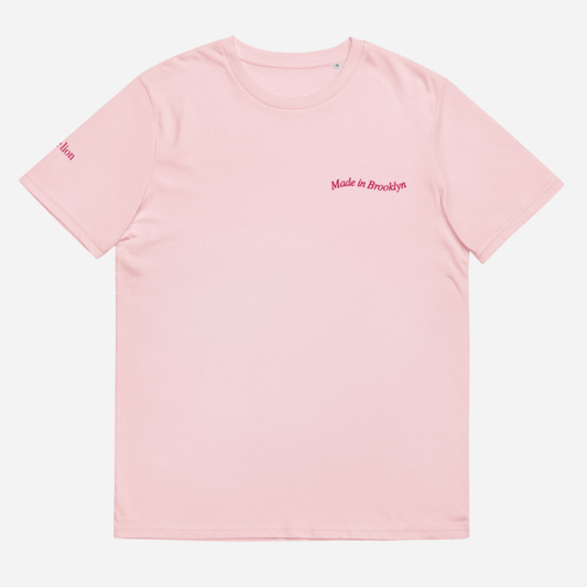 MADE IN BROOKLYN Unisex Classic Tee | Left Chest & Right Sleeve Embroidery | Hot Pink Thread