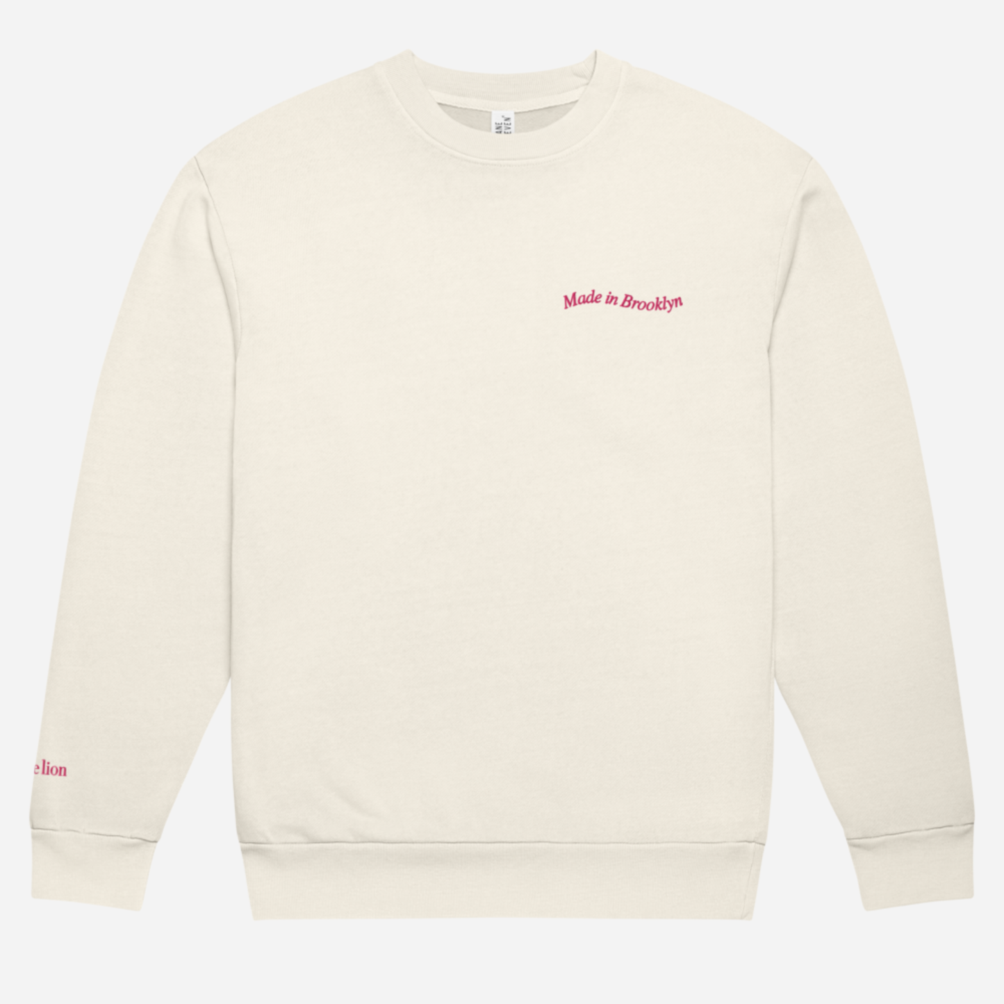 MADE IN BROOKLYN Urban sweatshirt | Left Chest & Right Sleeve Embroidery | Hot Pink Thread