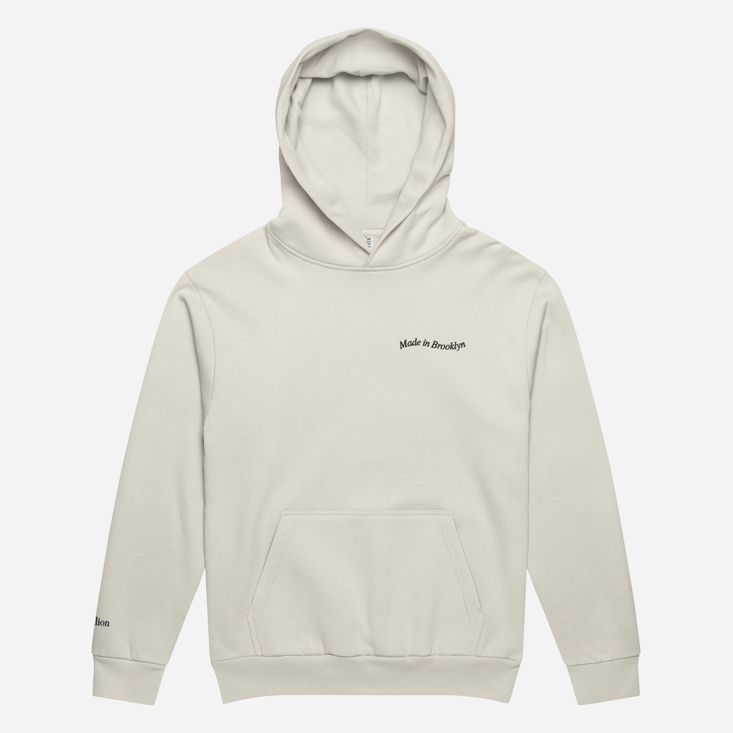 MADE IN BROOKLYN Urban garment-dyed hoodie | Left Chest & Right Sleeve Embroidery | Black Thread