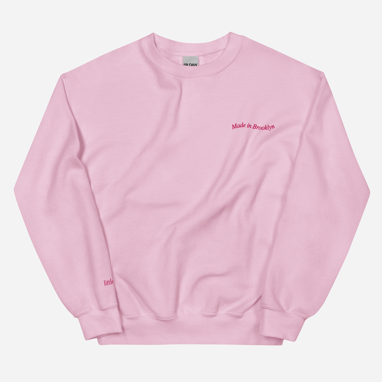 MADE IN BROOKLYN Urban sweatshirt | Left Chest & Right Sleeve Embroidery | Hot Pink Thread
