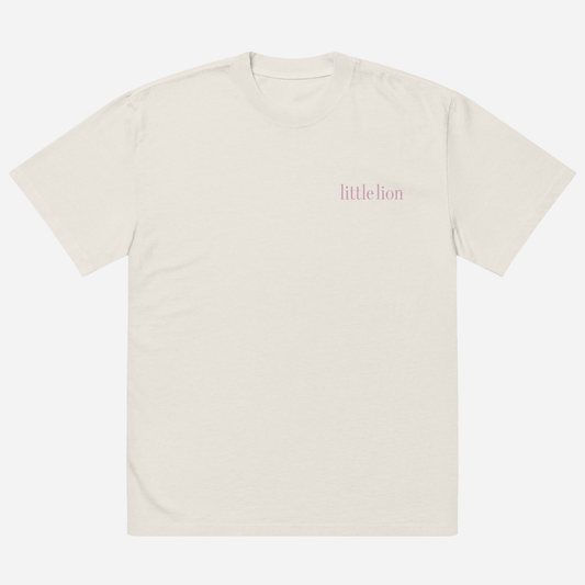 CLASSIC Oversized faded t-shirt | Left Chest Embroidery | Light Pink Thread