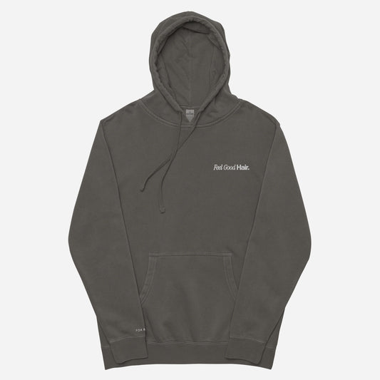 FJ Feel Good Hair Unisex pigment-dyed hoodie | Left Chest & Right Wrist Embroidery | White Thread