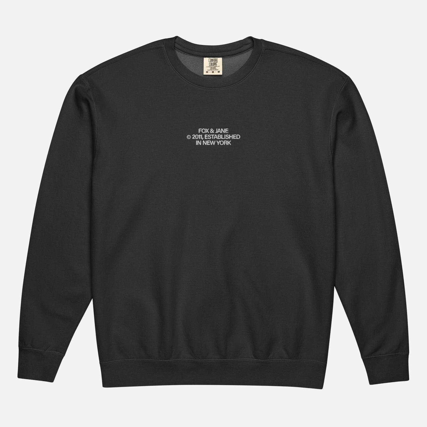 FJ © 2011 Unisex garment-dyed fleece crewneck sweatshirt | Center Chest Embroidery | White Thread