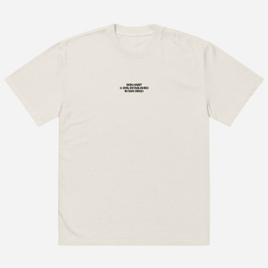 SH © 2018 | Oversized faded t-shirt | Center Chest Embroidery | Black Thread