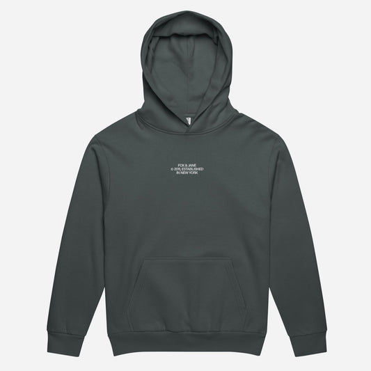 FJ © 2011 Unisex Urban Hoodie Garment Dyed | Center Chest Embroidery | White Thread