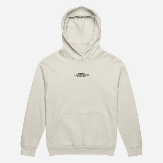 SH © 2018 l Unisex Urban Hoodie Garment Dyed | Center Chest Embroidery | Black Thread