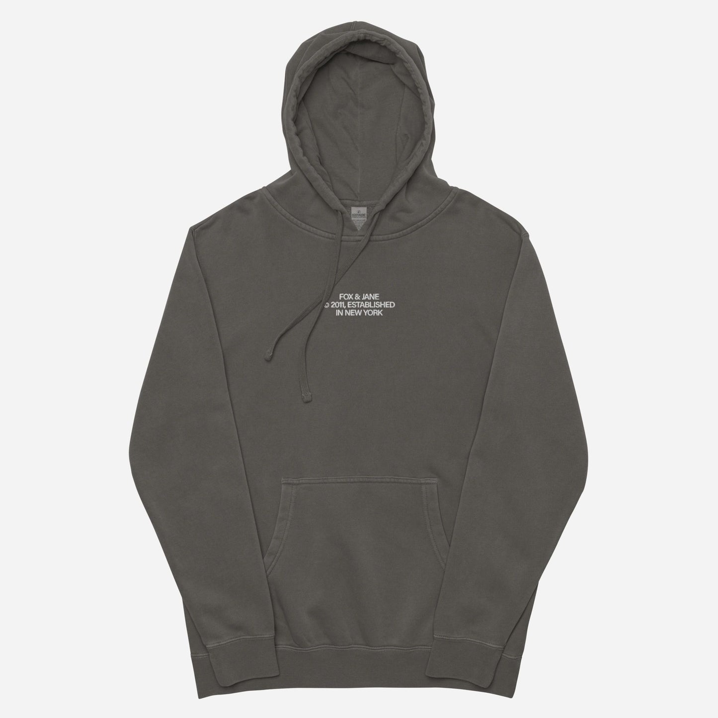 FJ © 2011 Unisex pigment-dyed hoodie | Center Chest Embroidery | White Thread