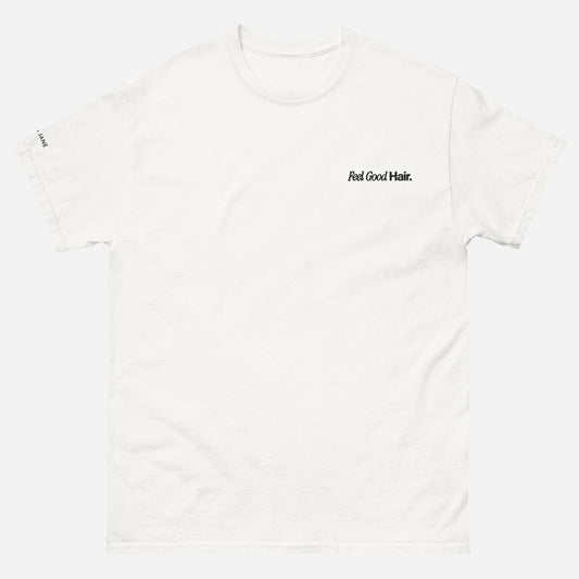 FJ Feel Good Hair Unisex Classic Tee | Left Chest & Right Sleeve Embroidery | Black Thread