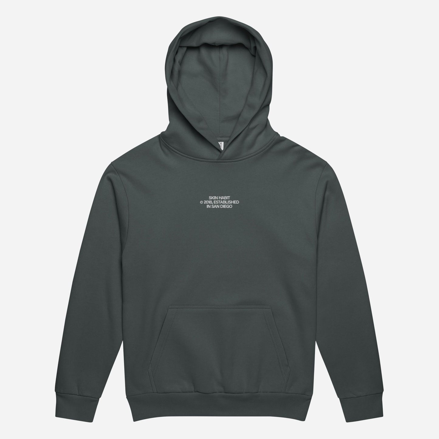 SH © 2018 l Unisex Urban Hoodie Garment Dyed | Center Chest Embroidery | White Thread