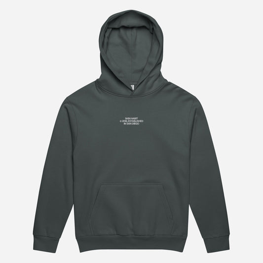 SH © 2018 l Unisex Urban Hoodie Garment Dyed | Center Chest Embroidery | White Thread