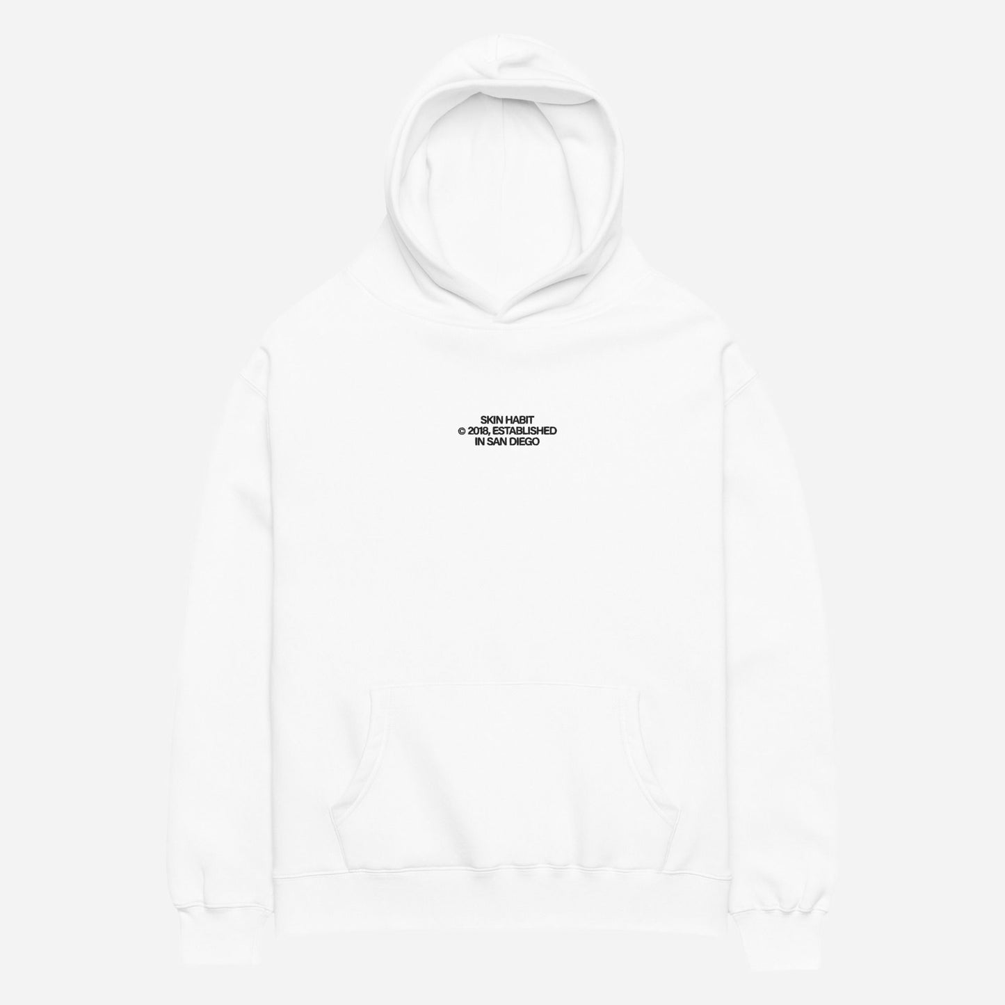 SH © 2018 l Unisex oversized hoodie | Center Chest Embroidery | Black Thread
