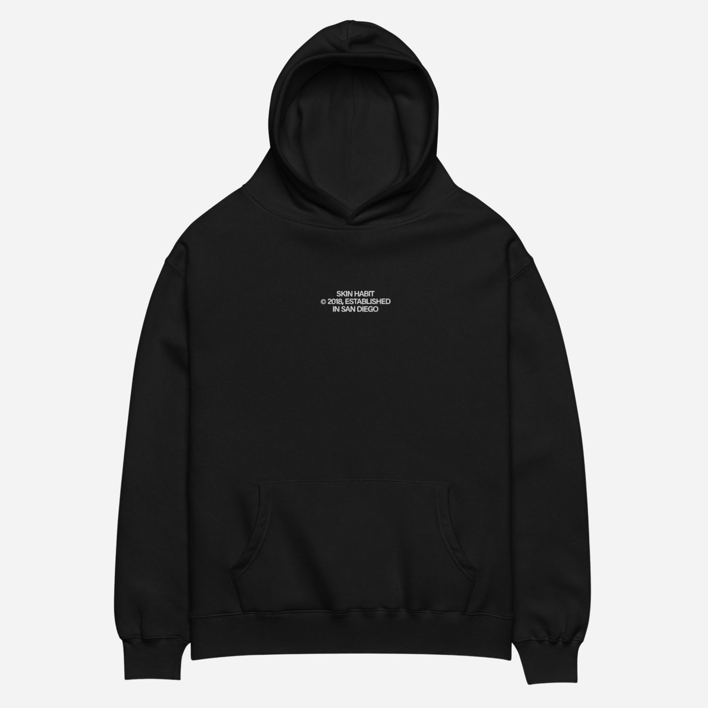 SH © 2018 l Unisex oversized hoodie | Center Chest Embroidery | White Thread