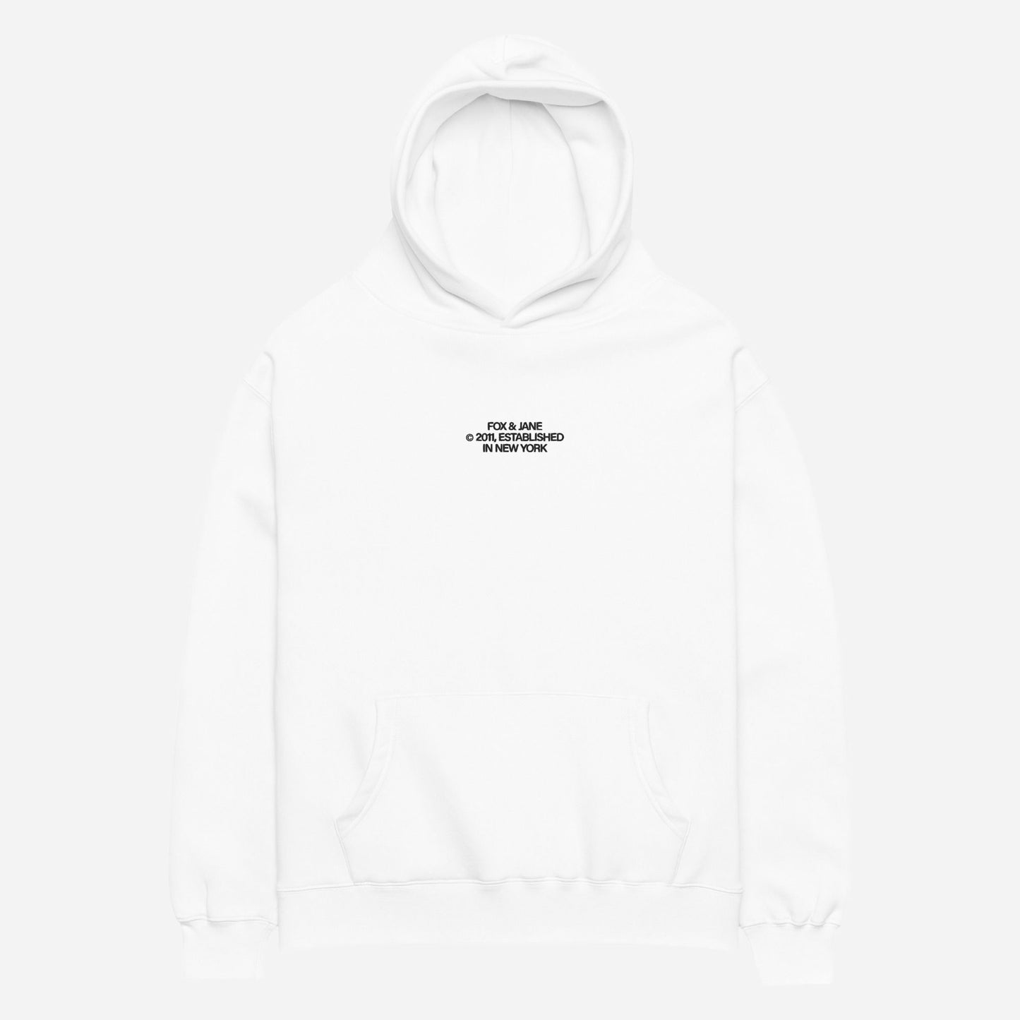 FJ © 2011 Unisex oversized hoodie | Center Chest Embroidery | Black Thread
