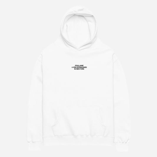 FJ © 2011 Unisex oversized hoodie | Center Chest Embroidery | Black Thread