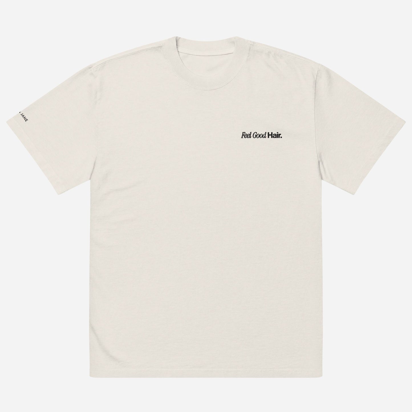 FJ Feel Good Hair | Oversized faded t-shirt | Left Chest & Right Sleeve Embroidery | Black Thread