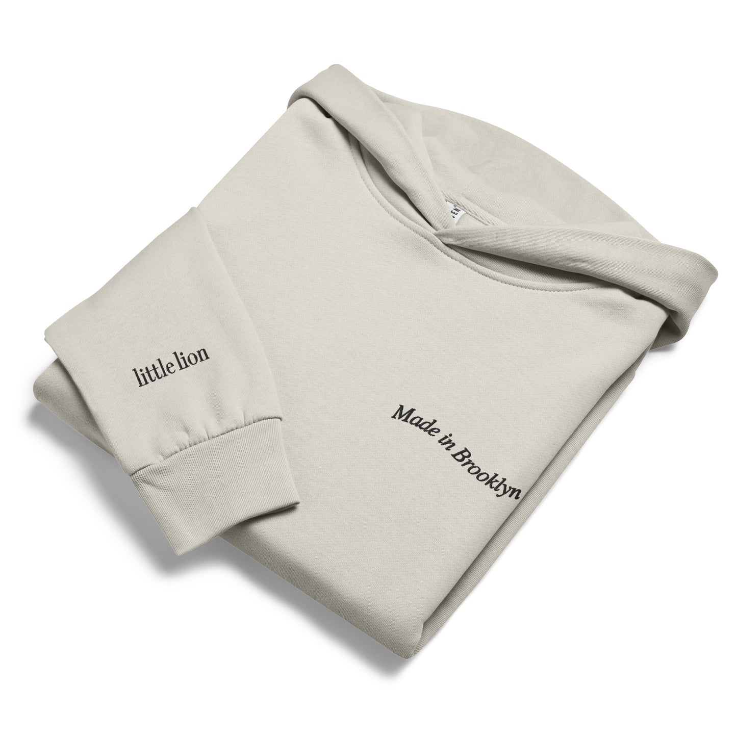 MADE IN BROOKLYN Urban garment-dyed hoodie | Left Chest & Right Sleeve Embroidery | Black Thread