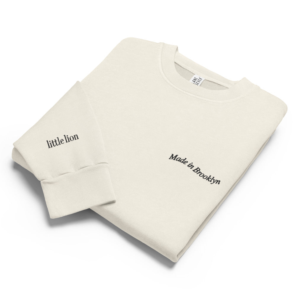 MADE IN BROOKLYN Urban sweatshirt | Left Chest & Right Sleeve Embroidery | Black Thread