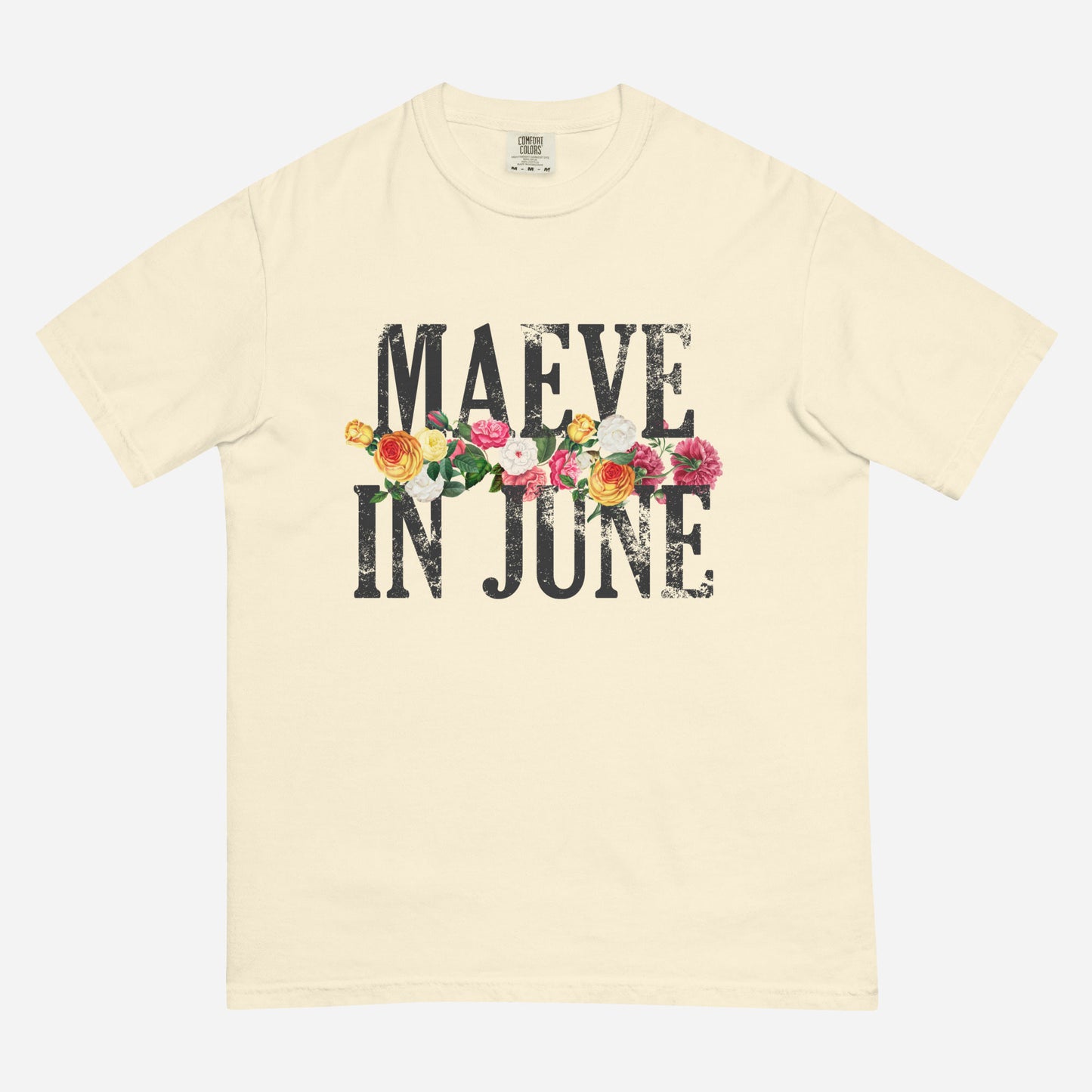 MAEVE N' ROSES Unisex garment-dyed heavyweight t-shirt | Front Print | Off Black/Multi