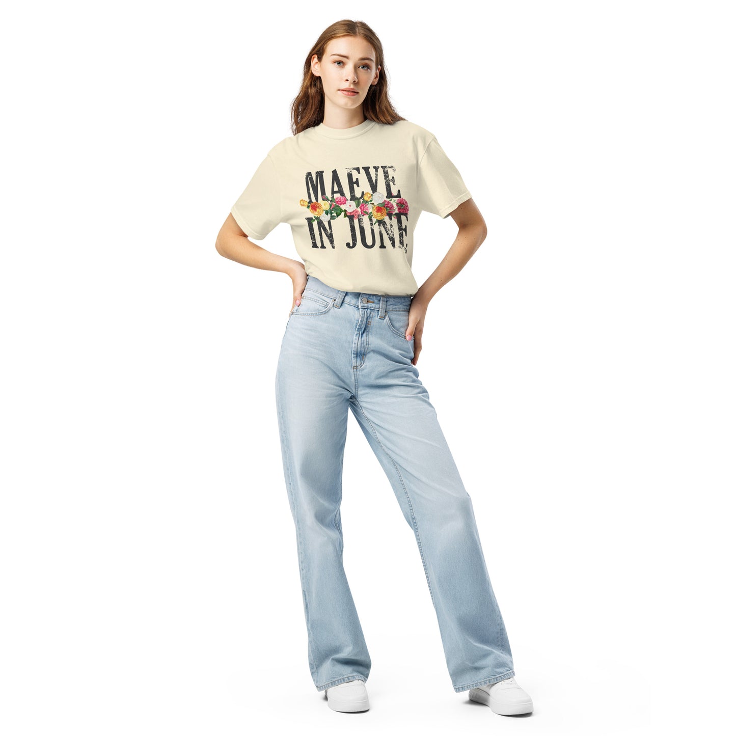 MAEVE N' ROSES Unisex garment-dyed heavyweight t-shirt | Front Print | Off Black/Multi