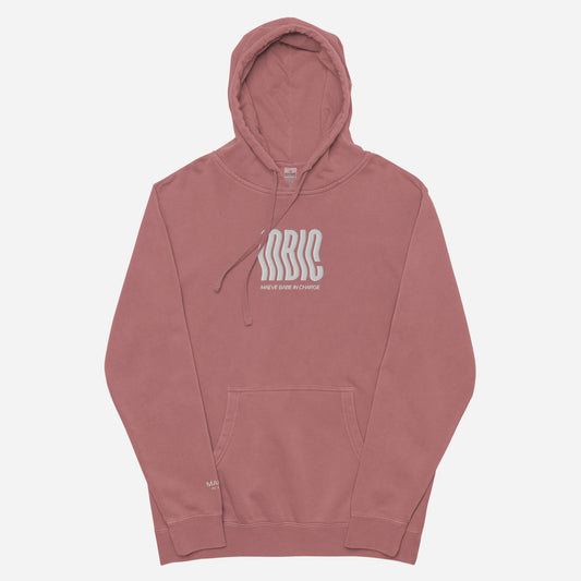 MBIC Unisex pigment-dyed hoodie | Front & Sleeve Embroidery | White