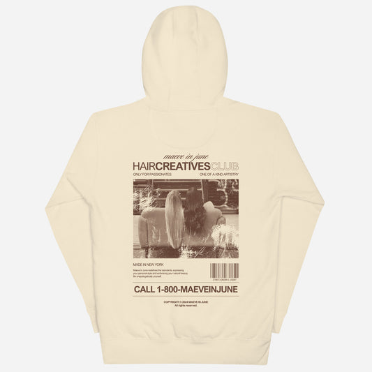 THE HAIR CREATIVES CLUB Unisex Hoodie | Back Print | Brown